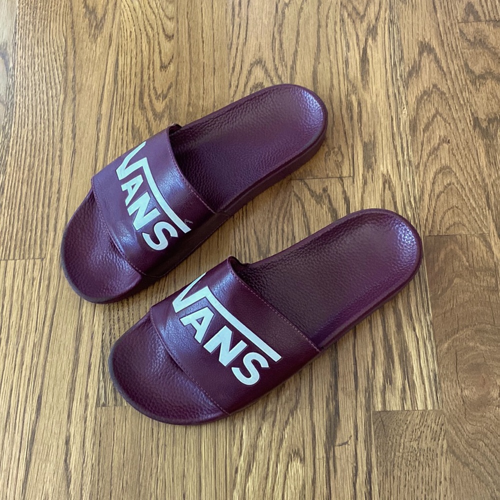 Maroon Vans Slides